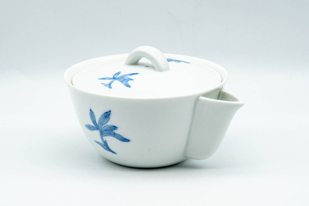 Japanese Houhin - Blue Floral White Porcelain Arita-yaki Do-ake Teapot - 150ml