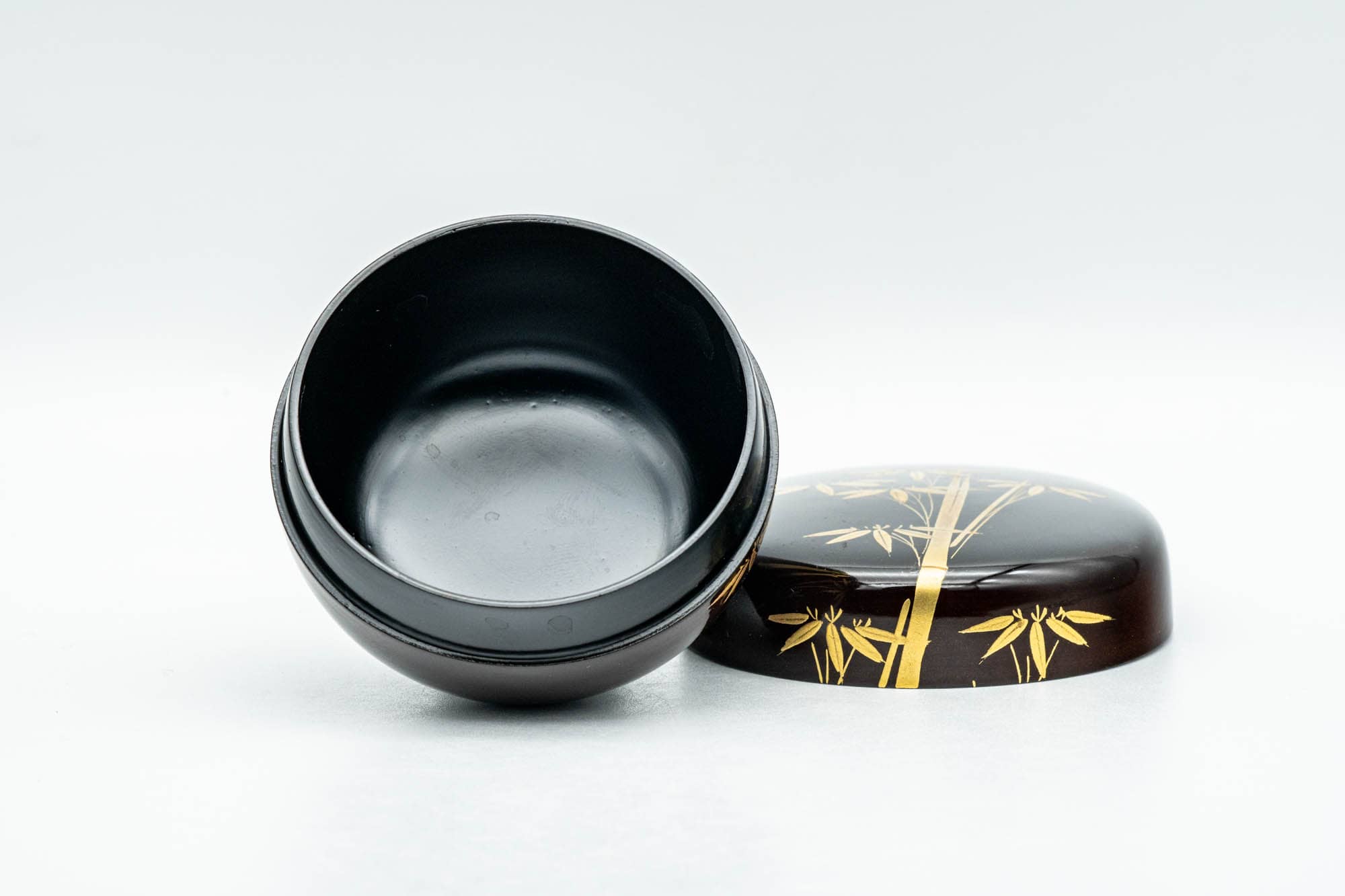 Japanese Natsume - Black Lacquer Golden Bamboo Matcha Tea Caddy - 50ml