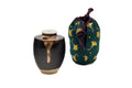 Japanese Chaire - Kyo-yaki Matcha Tea Caddy with Teal Silk Shifuku
