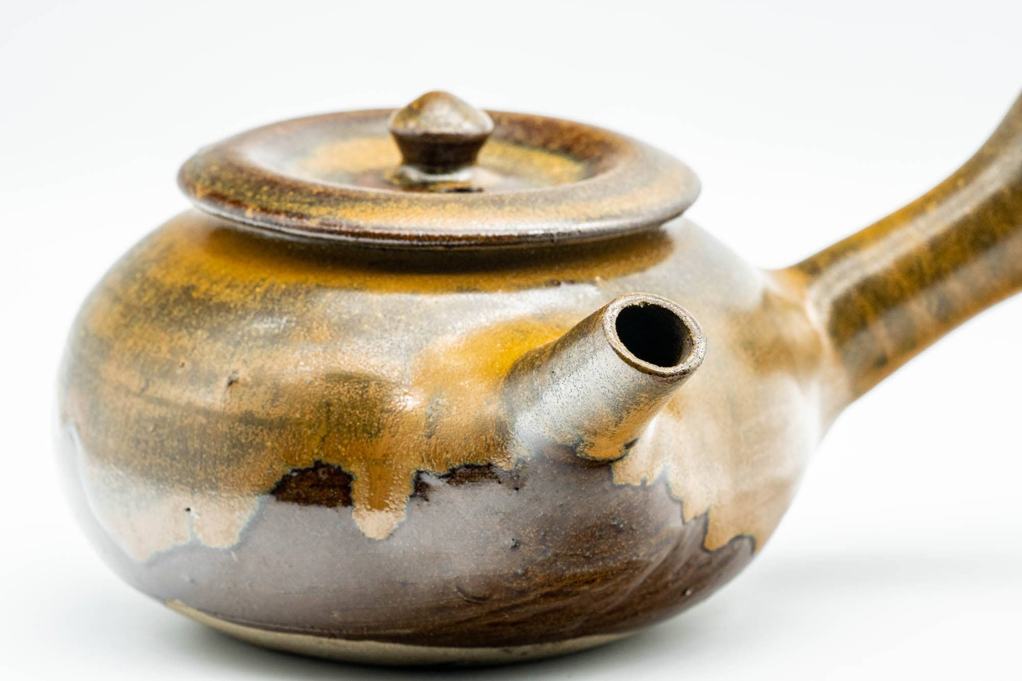 Japanese Kyusu - Golden Brown Drip-Glazed Do-ake Teapot - 350ml