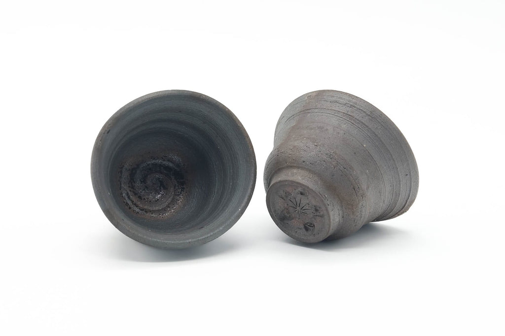 Japanese Teacups - Pair of Earthy Wabi Yunomi - 80ml