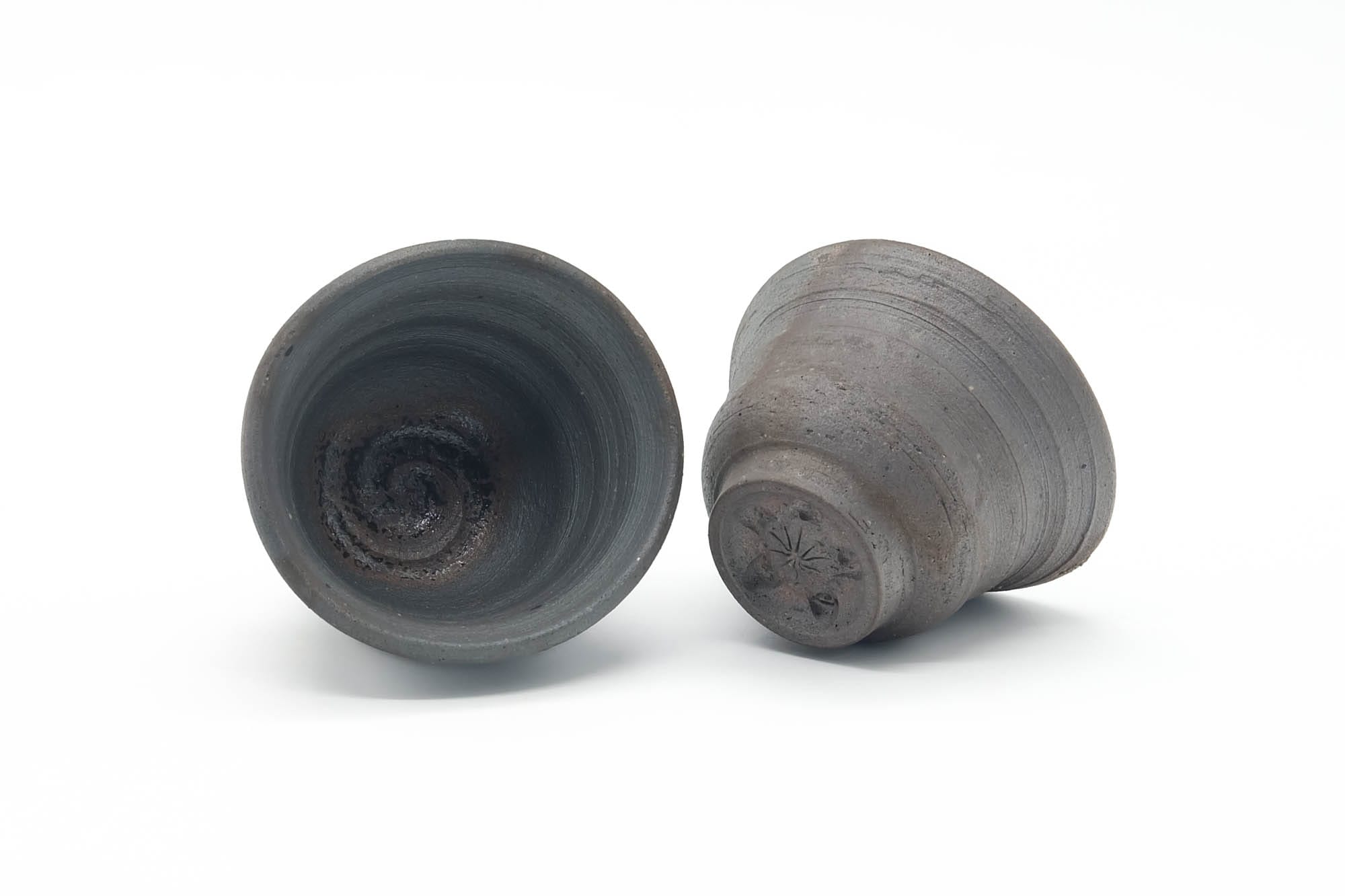 Japanese Teacups - Pair of Earthy Wabi Yunomi - 80ml