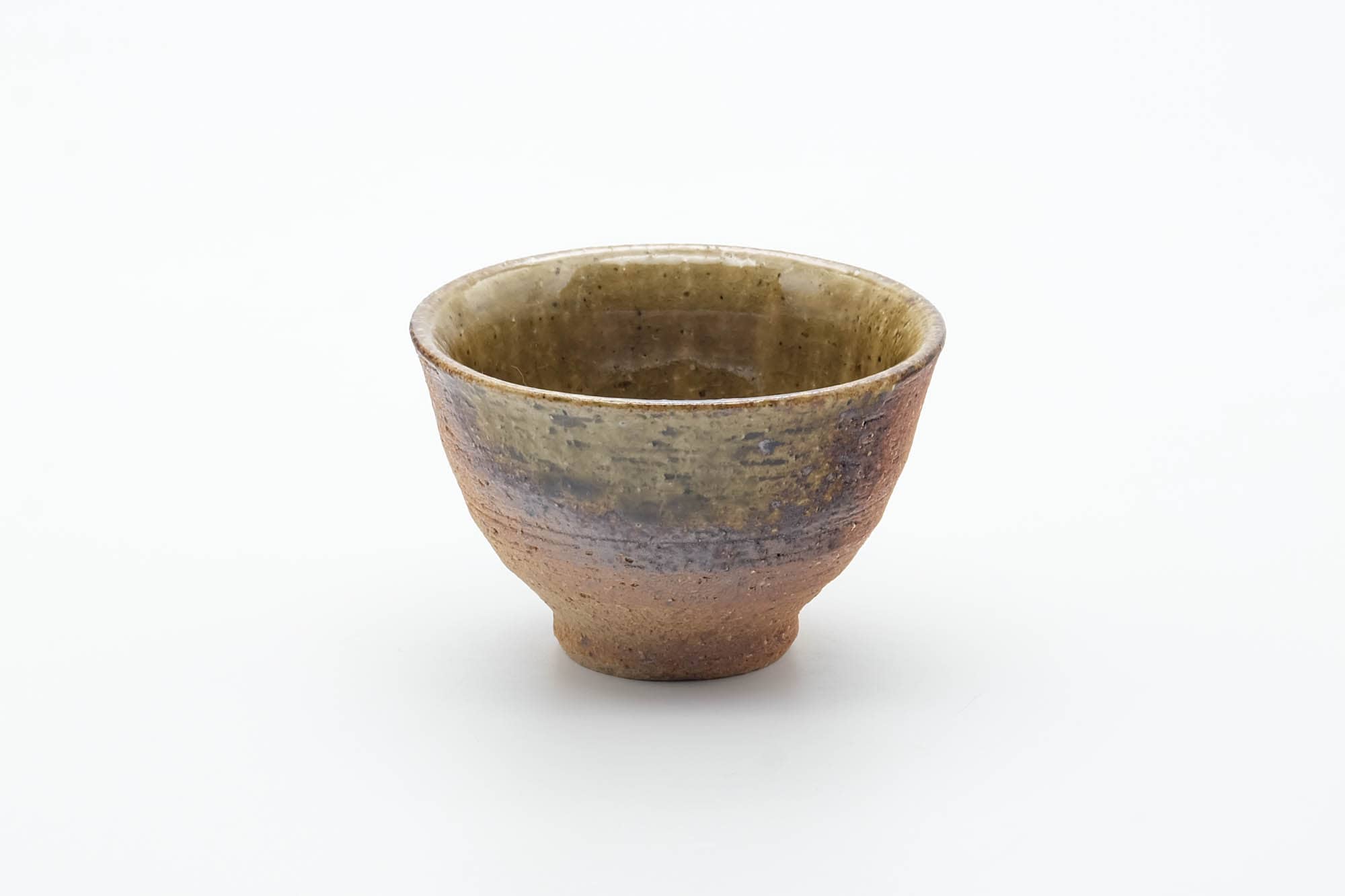 Japanese Teacup - Brown Green Ash Glazed Shigaraki-yaki Yunomi - 110ml