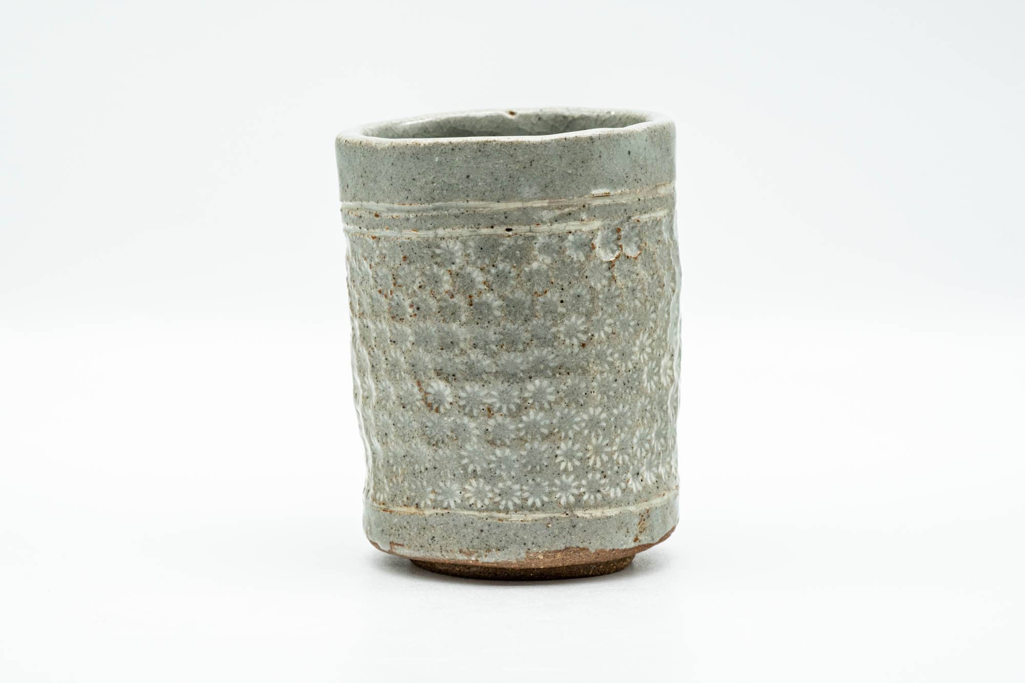 Japanese Teacup - Chrysanthemum Grey Glazed Wabi-Sabi Yunomi - 140ml