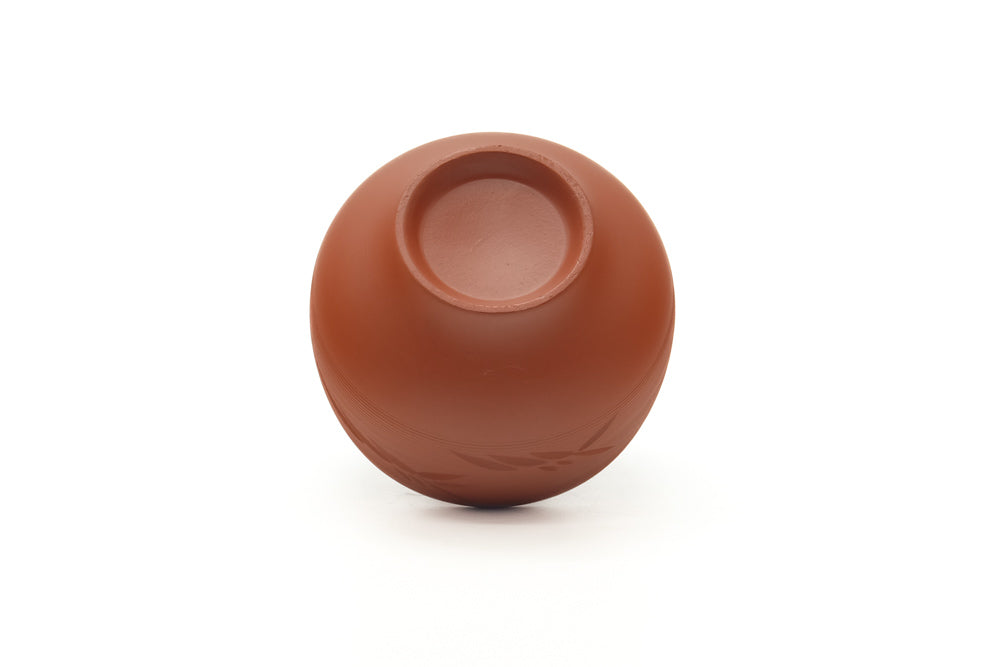 Japanese Teacup - Spiraling Tokoname Red Shudei Yunomi - 155ml