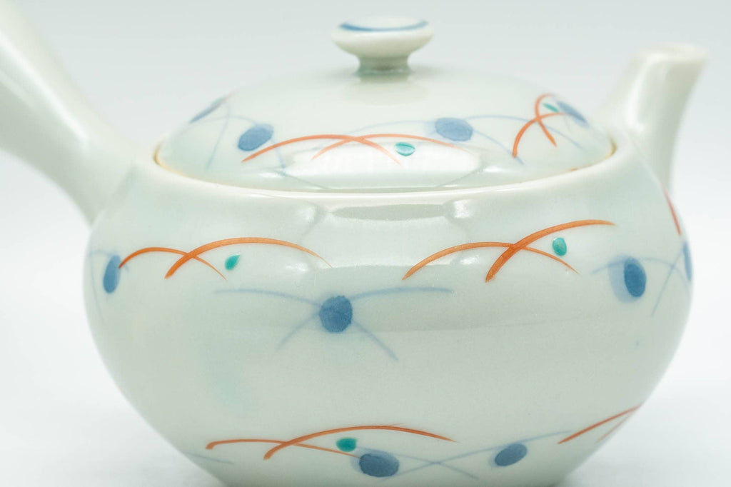 Japanese Kyusu - Geometric Polka-Dotted Arita-yaki Debeso Teapot - 130ml