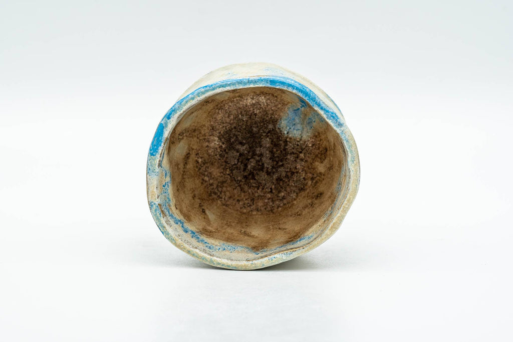 Japanese Teacup - Cloudy White and Blue Glazed Wabi-Sabi Guinomi - 60ml