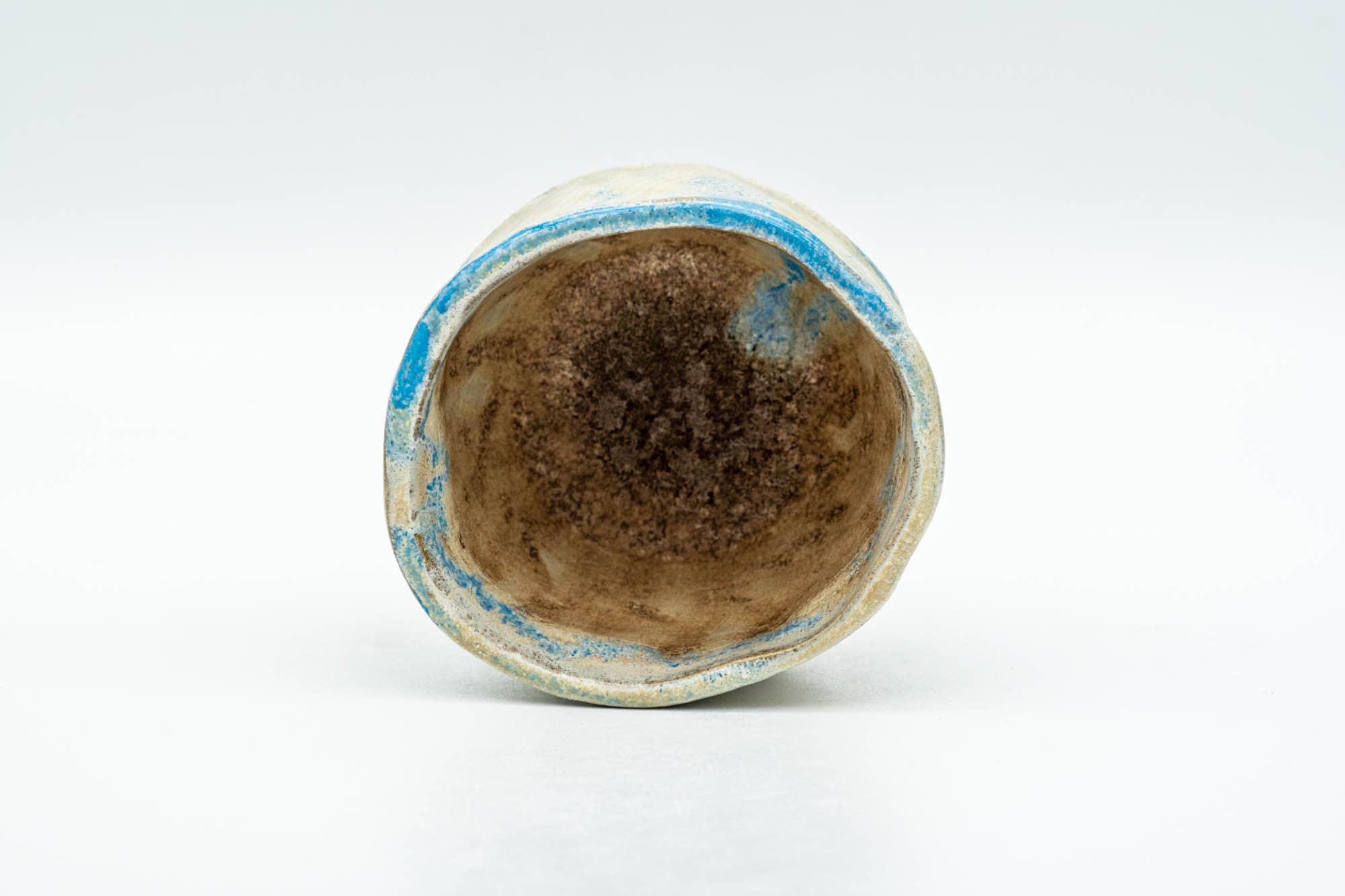 Japanese Teacup - Cloudy White and Blue Glazed Wabi-Sabi Guinomi - 60ml