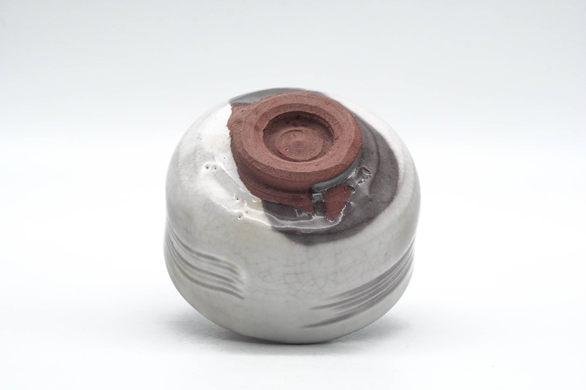 Japanese Matcha Bowl - Milky White Grey Hakeme Glazed Chawan - 100ml