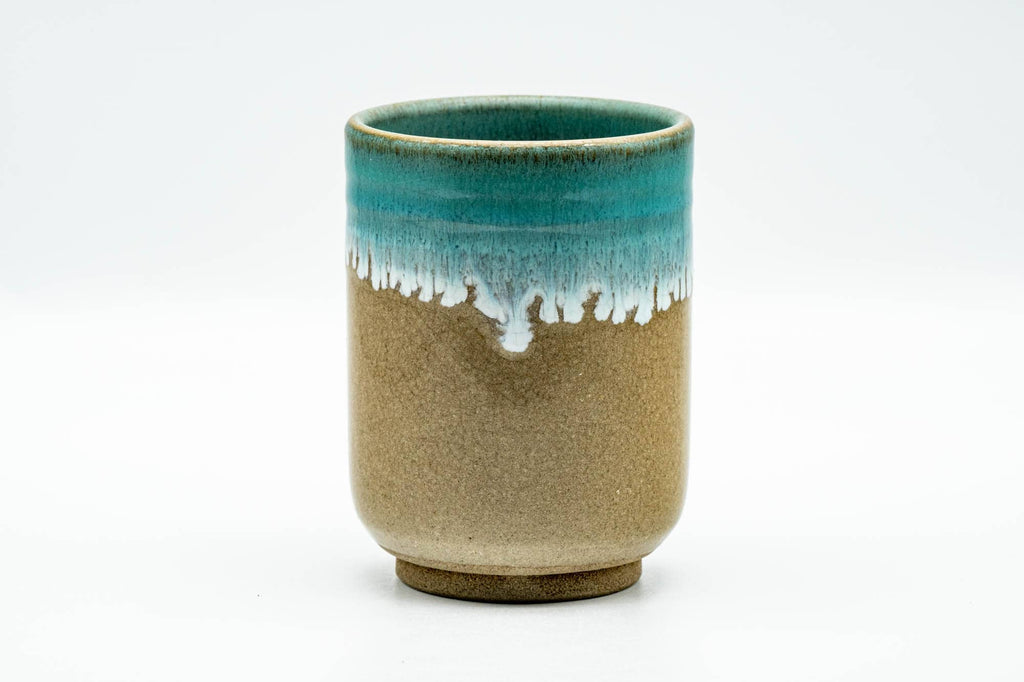 Japanese Teacup - Biege Blue Drip-Glazed Agano-yaki Yunomi - 180ml