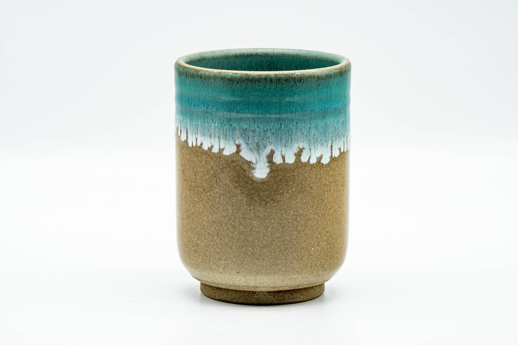 Japanese Teacup - Biege Blue Drip-Glazed Agano-yaki Yunomi - 180ml