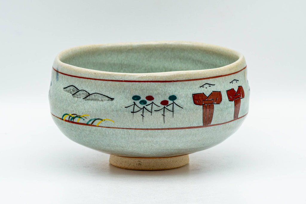 Japanese Matcha Bowl - 赤膚山 Akiyama Kiln - Sage Glazed Akahada-yaki Chawan - 350ml