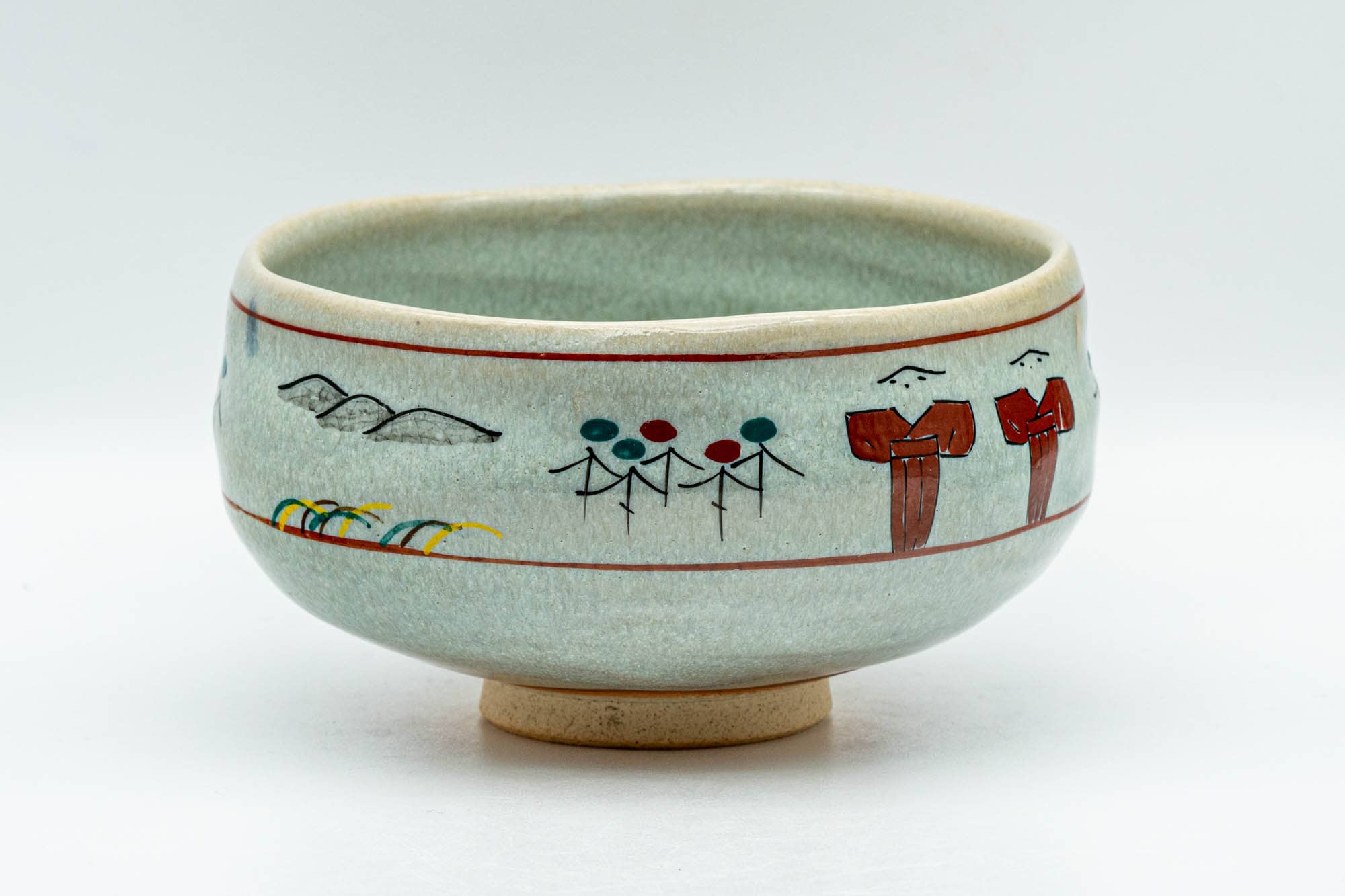 Japanese Matcha Bowl - 赤膚山 Akiyama Kiln - Sage Glazed Akahada-yaki Chawan - 350ml