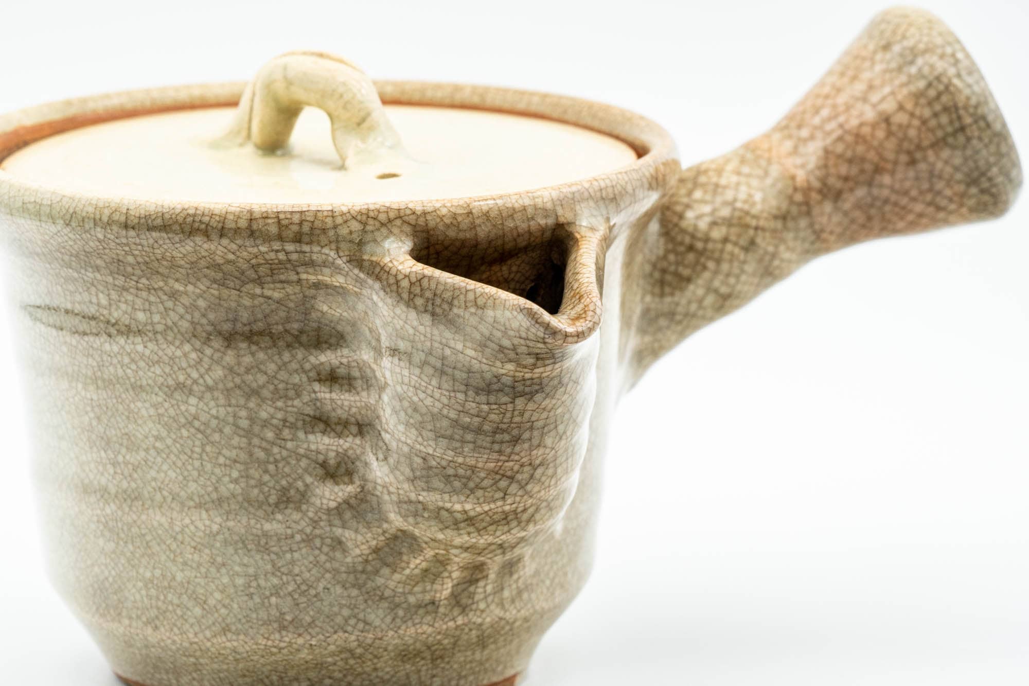 Japanese Kyusu - Beige Weathered Hagi-yaki Do-ake Teapot - 330ml