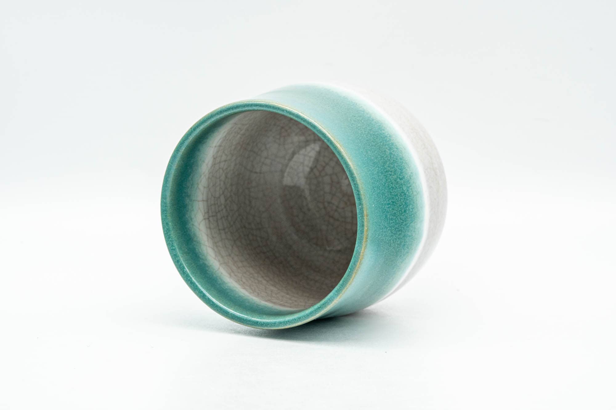 Japanese Teacup - Turquoise White Drip-Glazed Agano-yaki Yunomi - 175ml