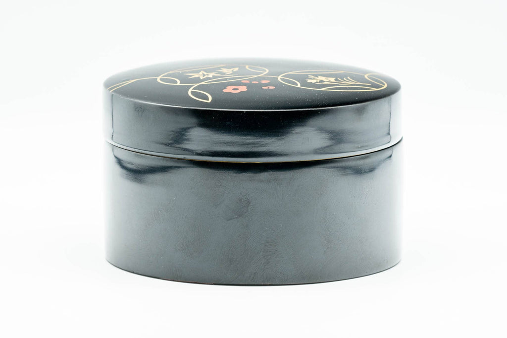 Japanese Chataku - Set of 6 Black Lacquer Tea Saucers in Caddy and Wooden Box