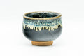 Japanese Teacup - Jet Black Beige Drip-Glazed Guinomi - 40ml