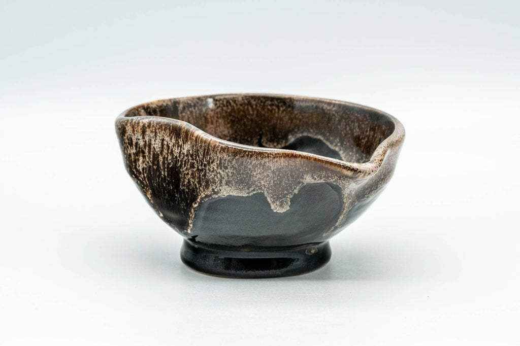 Japanese Katakuchi - Black and Brown Hare's Fur Drip-Glazed Yuzamashi Water Cooler - 100ml