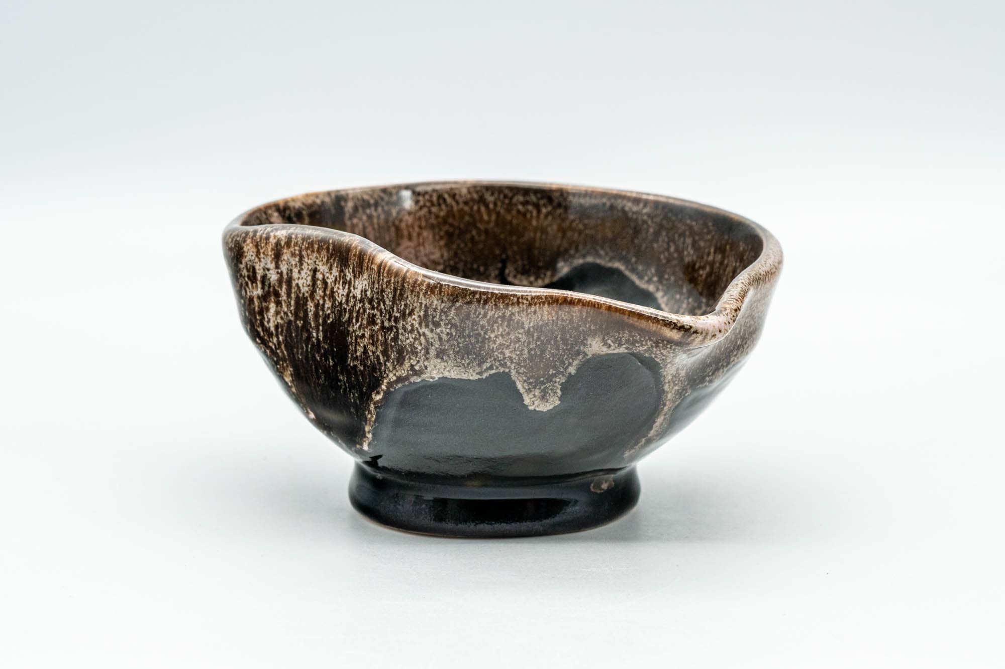 Japanese Katakuchi - Black and Brown Hare's Fur Drip-Glazed Yuzamashi Water Cooler - 100ml