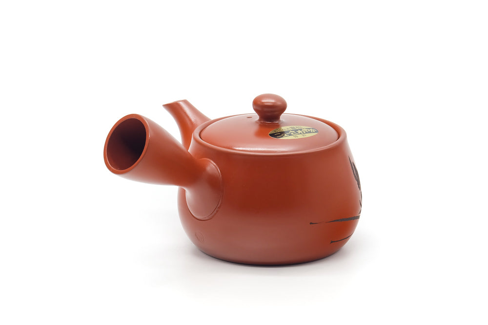 Japanese Kyusu - Long Grass Engraved Tokoname Mesh Teapot - 340ml