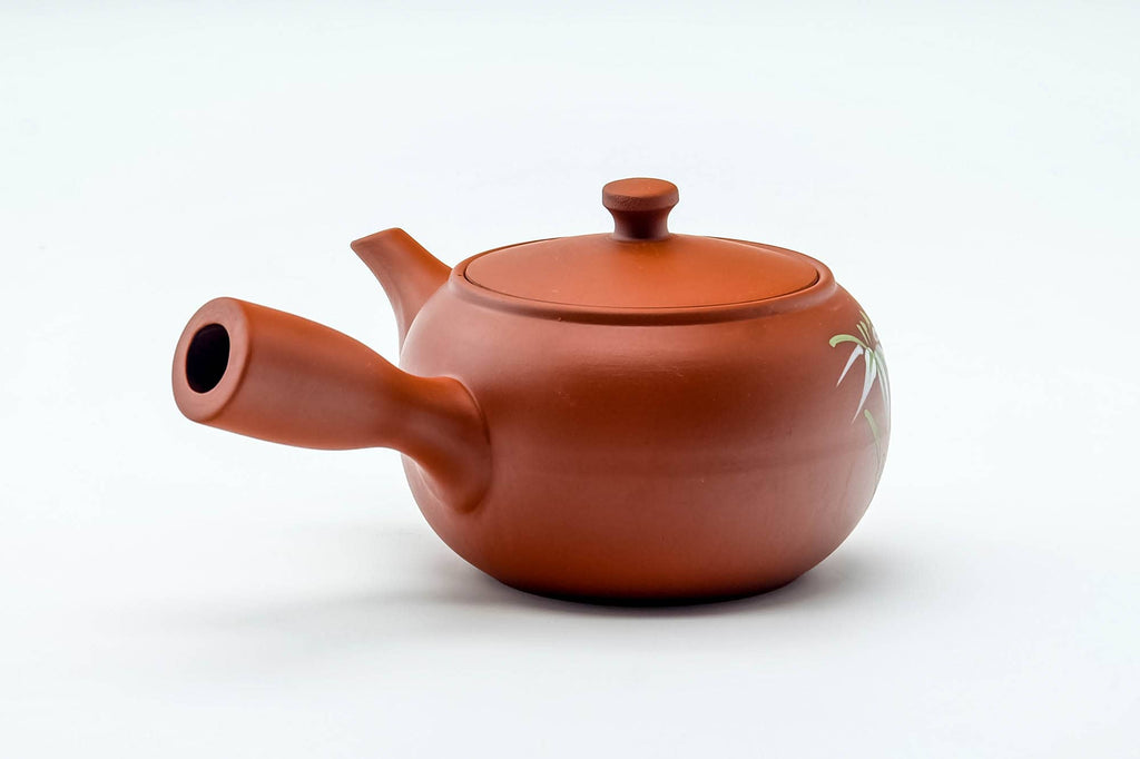 Japanese Tea Set - Bamboo Painted Tokoname-yaki Kyusu Teapot with 5 Yunomi Teacups