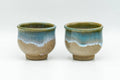 Japanese Teacups - Green Drip-Glazed Agano-yaki Guinomi - 35ml
