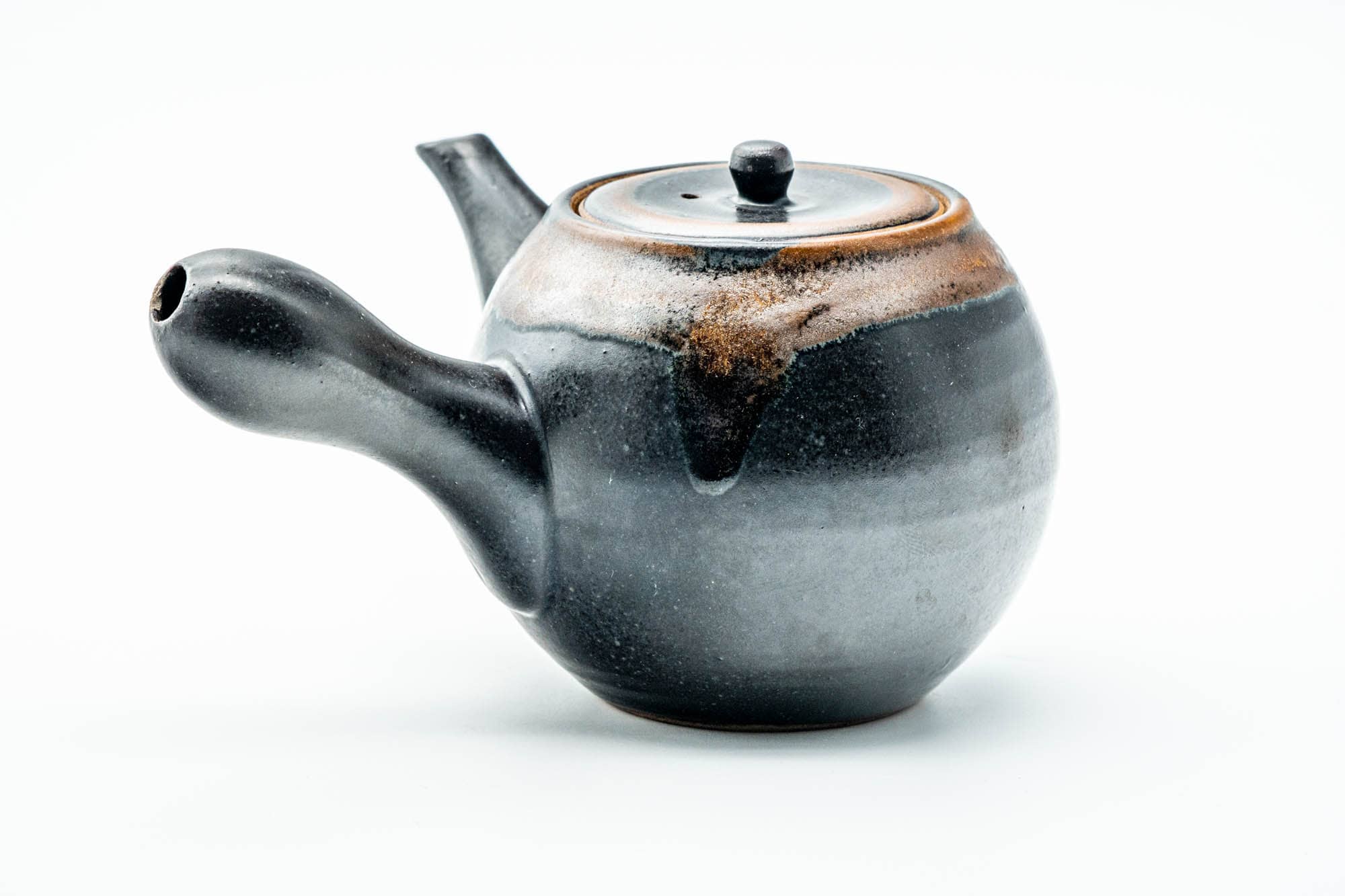 Japanese Kyusu - Matte Black Drip-Glazed Ceramic Filter Teapot - 360ml