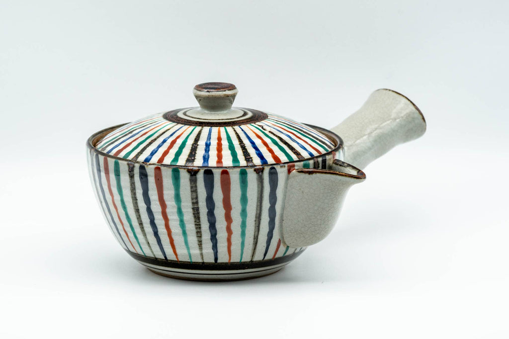 Japanese Kyusu - Multi-Coloured Stripes Do-ake Triangular-Spouted Teapot - 275ml