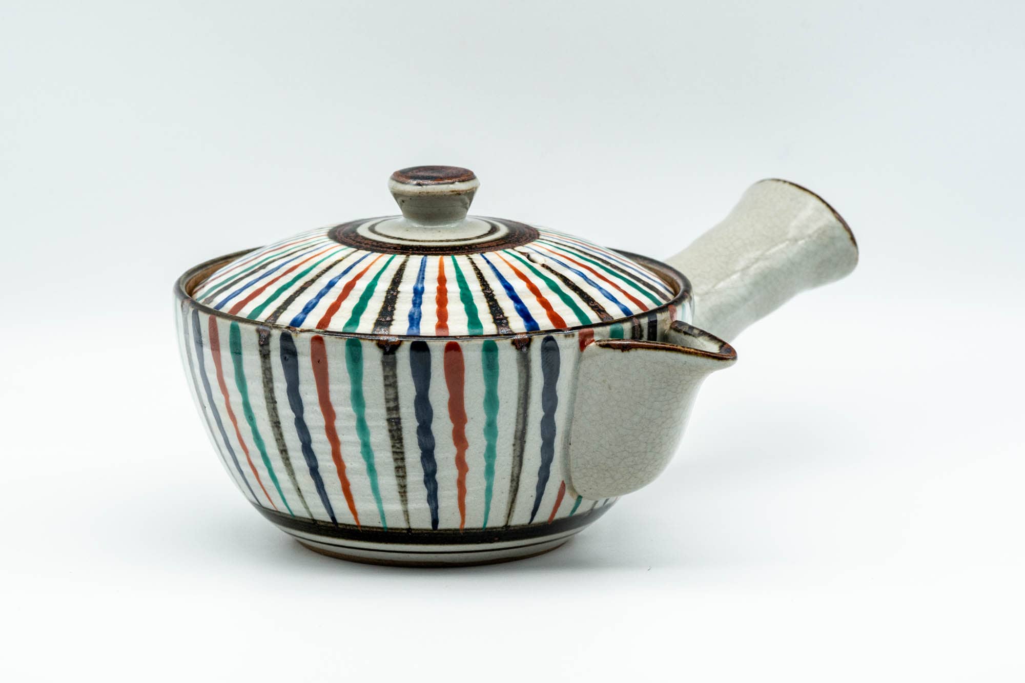 Japanese Kyusu - Multi-Coloured Stripes Do-ake Triangular-Spouted Teapot - 275ml