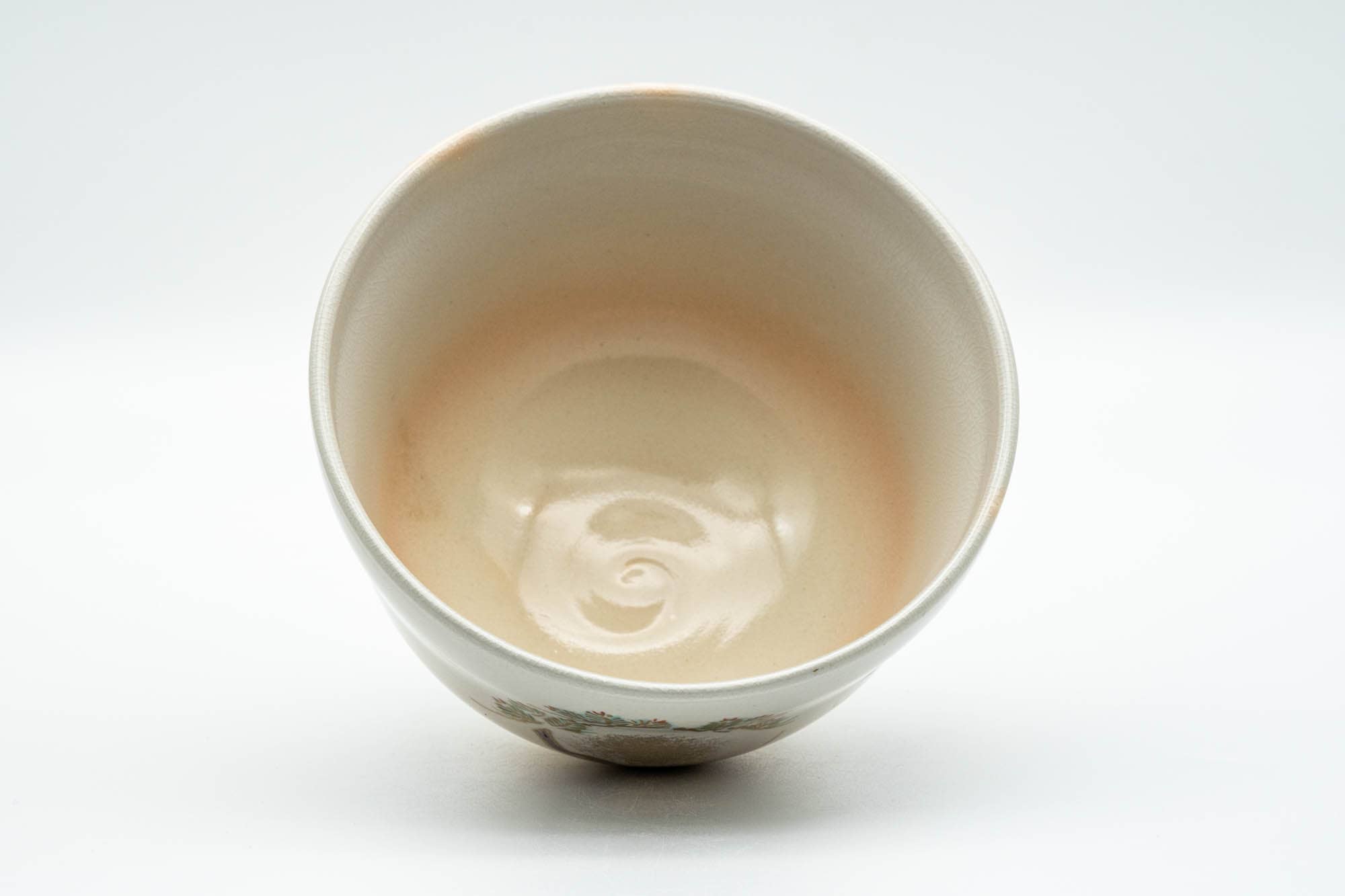 Japanese Matcha Bowl - Beige Gold Bamboo Floral Kyo-yaki Chawan - 350ml