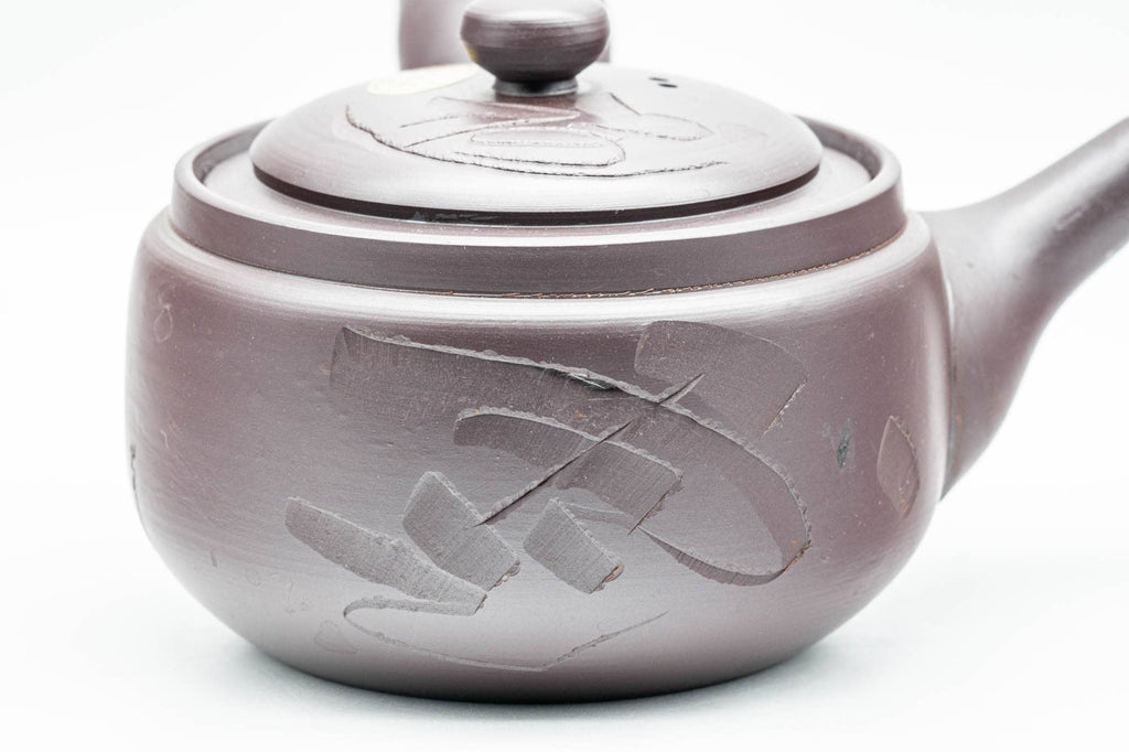 Japanese Kyusu - Engraved Swirls Banko-yaki Mesh Teapot - 330ml