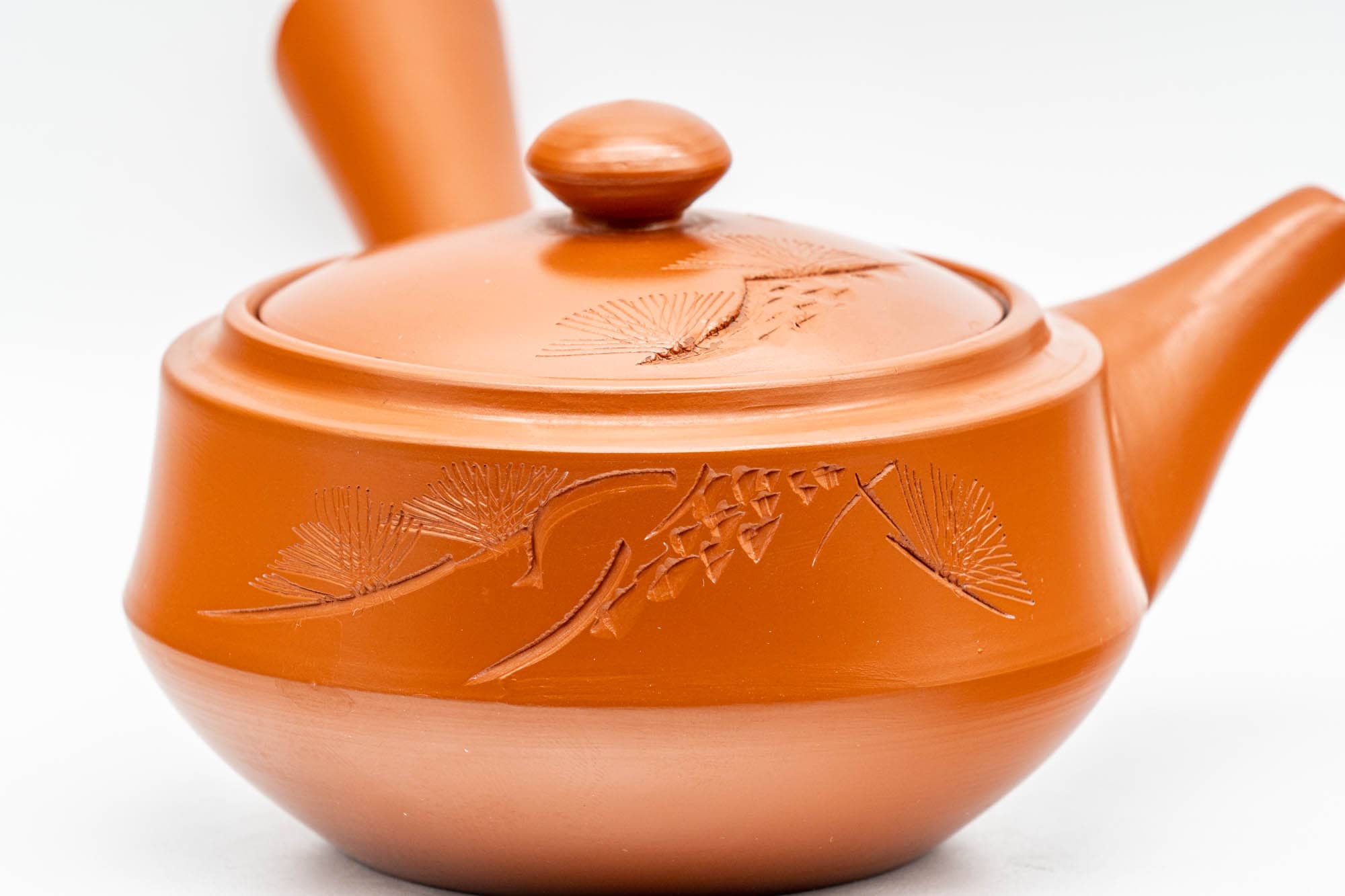 Japanese Kyusu - Engraved Red Shudei Tokoname-yaki Debeso Teapot - 210ml