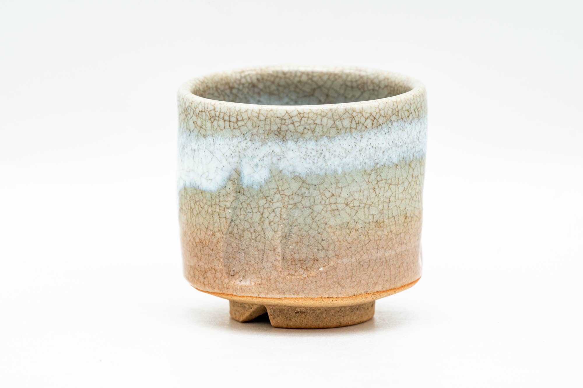Japanese Teacup - Small Beige White Drip-Glazed Hagi-yaki Guinomi - 55ml