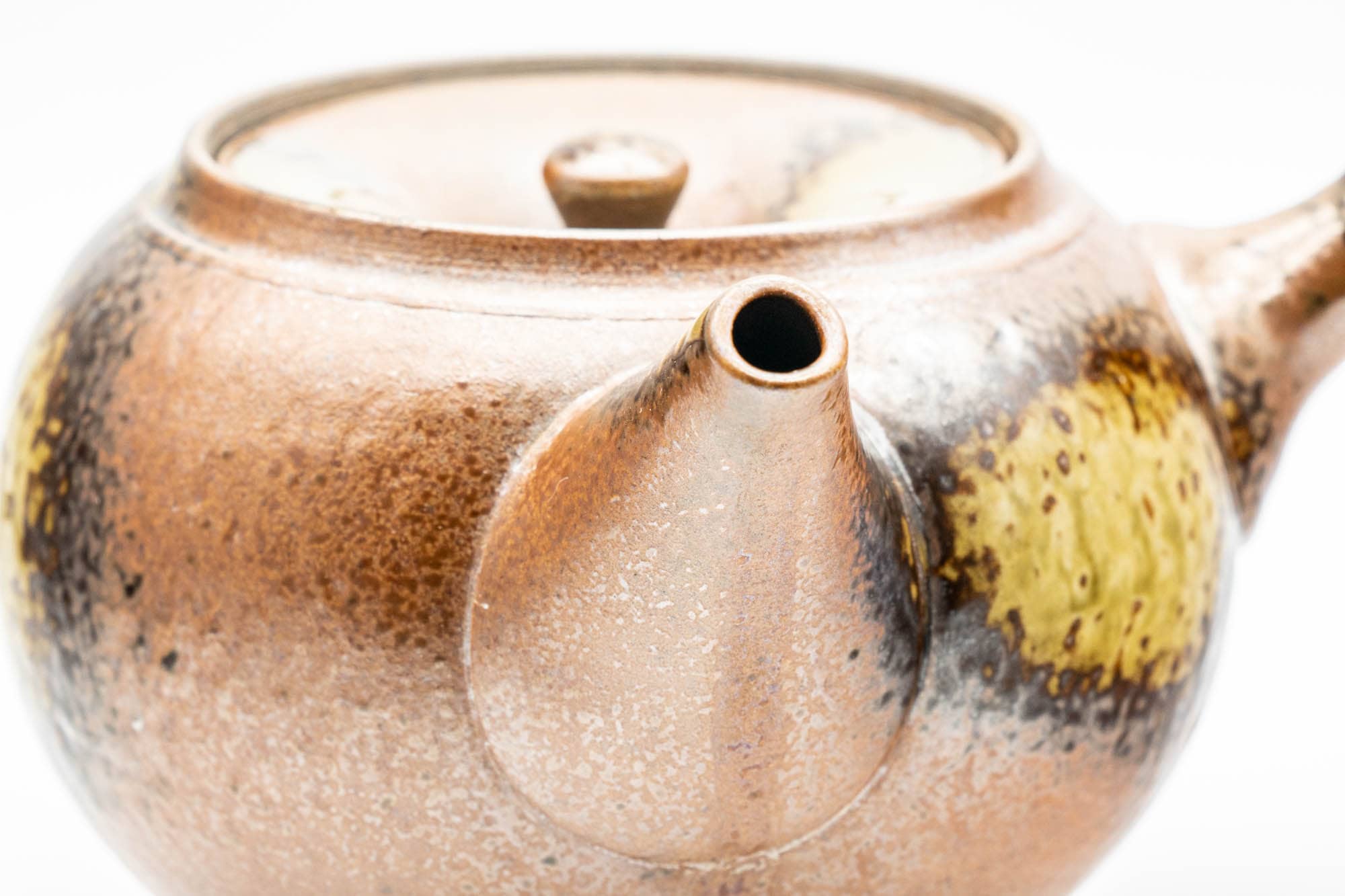 Japanese Kyusu - Ash Green Glazed Shigaraki-yaki Mesh Teapot - 375ml