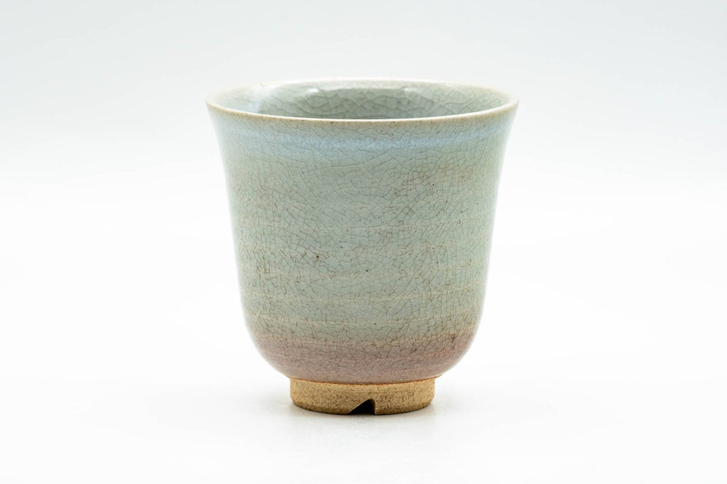 Japanese Teacup - 天鵬山 Tsubaki Kiln - Beige White Drip-Glazed Yunomi - 120ml