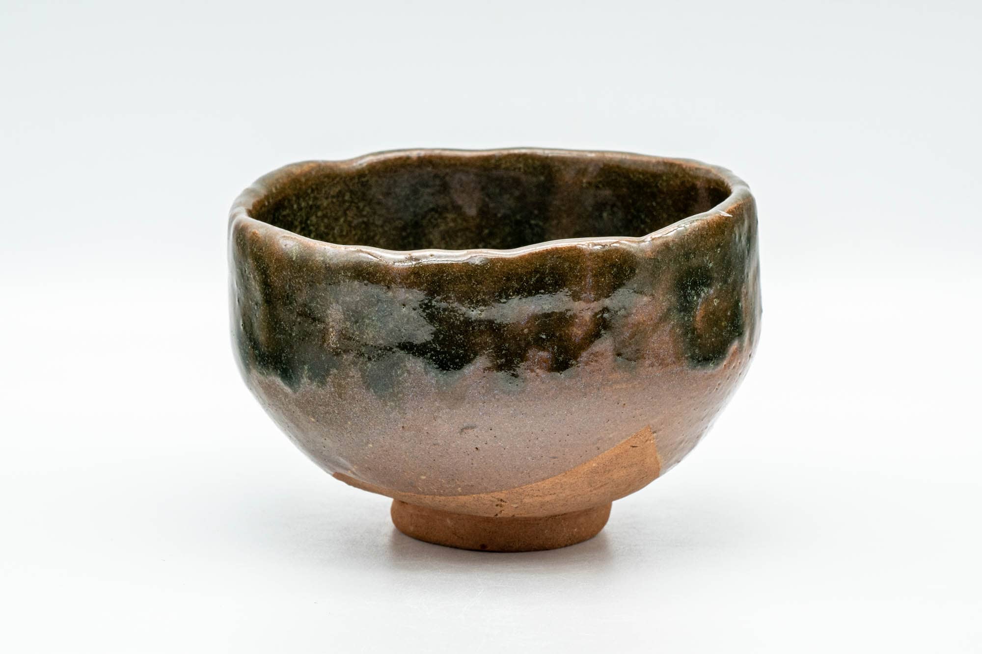 Japanese Matcha Bowl - Brown Green Drip-Glazed Wabi-Sabi Chawan - 300ml