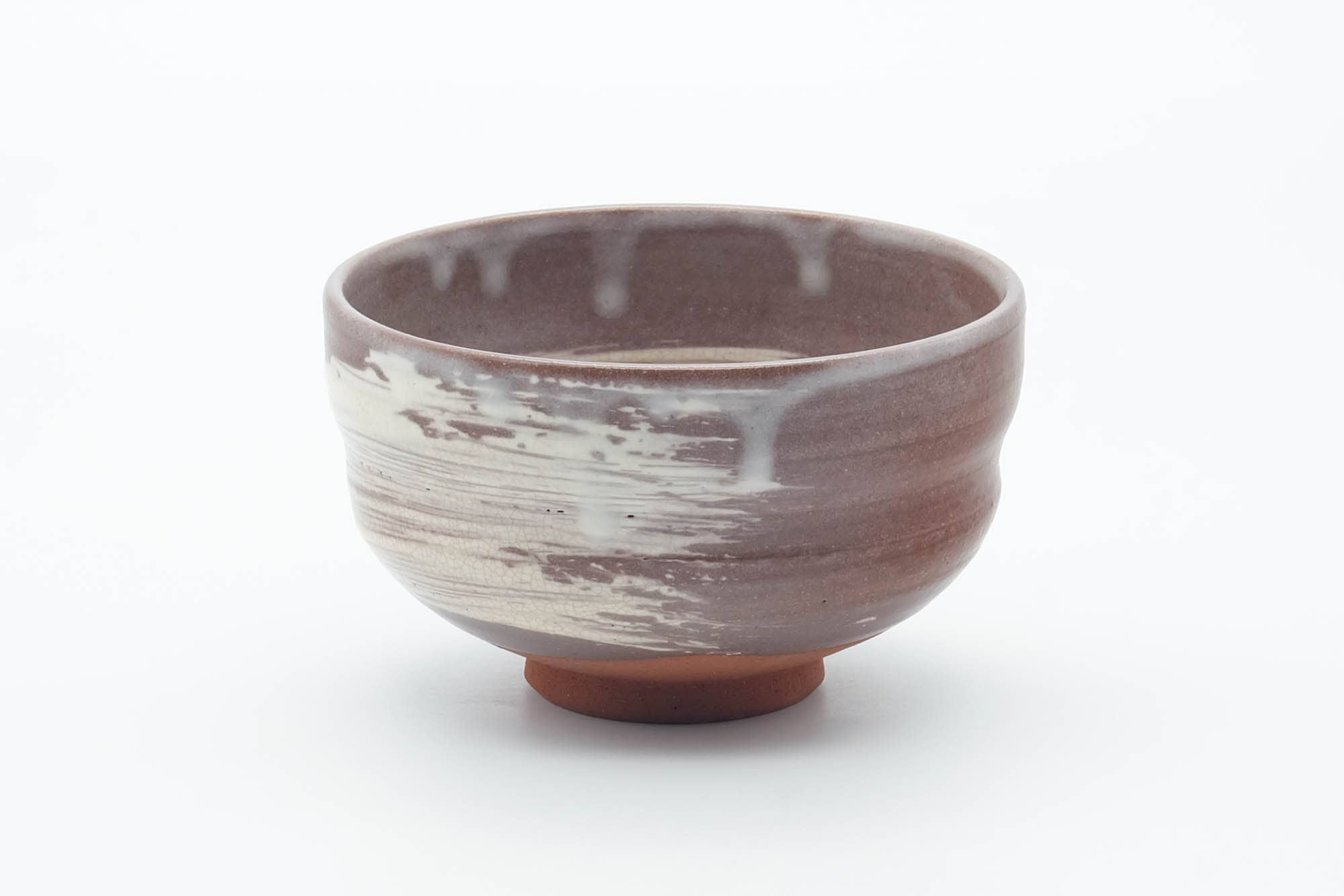Japanese Matcha Bowl - Magenta Grey White Hakeme Chawan - 400ml