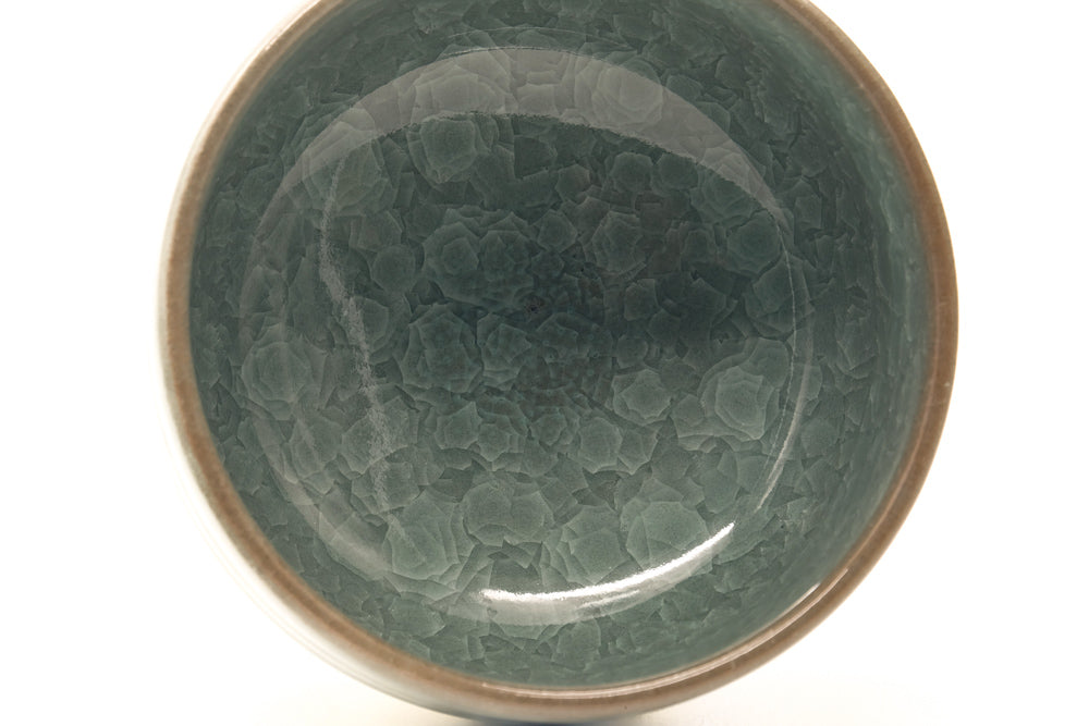 Japanese Matcha Bowl - Teal Snowflake Glazed Hantsutsu-gata Chawan - 410ml