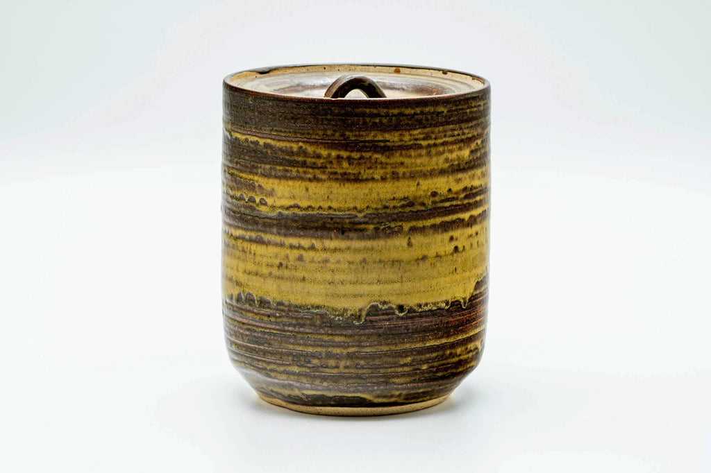 Japanese Mizusashi - Brown Beige Glazed Fresh Water Container - 1100ml