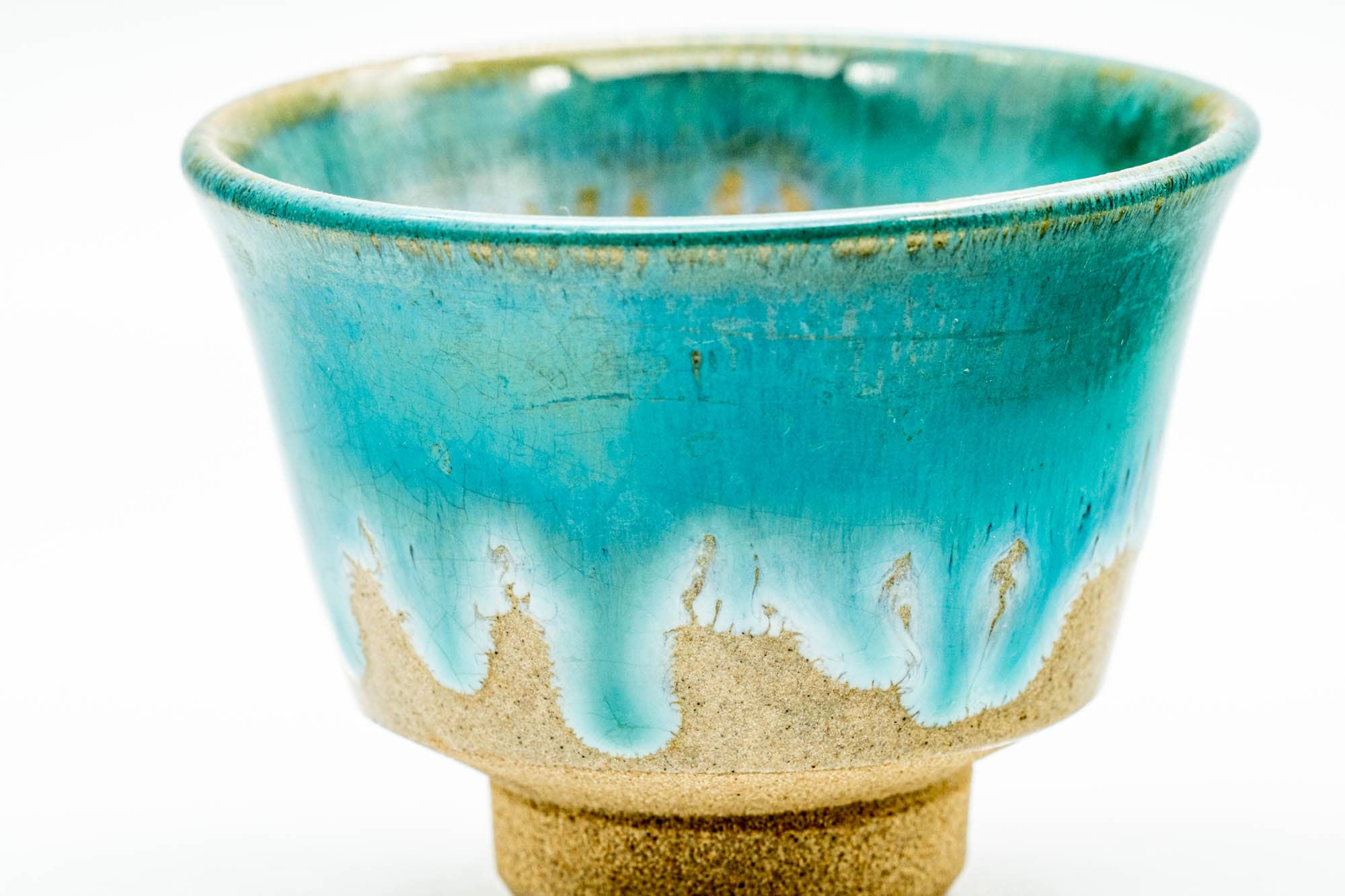 Japanese Teacup - Turquoise Drip-Glazed Agano-yaki Yunomi - 70ml