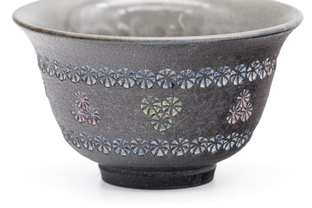 Ao-Mishima with Pink and Yellow Flowers Kiyomizu Yunomi - 100ml