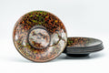 Japanese Chataku - Set of 5 唐塗 Kara-nuri Urushi Lacquer Tea Coasters