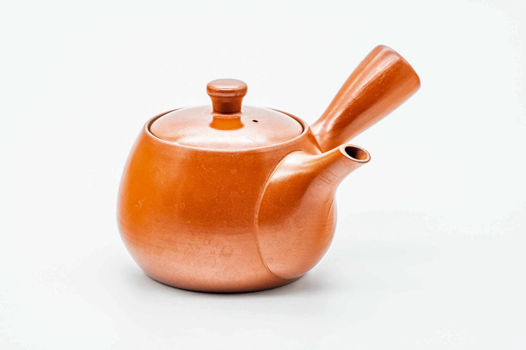 Japanese Kyusu - Red Shudei Tokoname-yaki Mesh Teapot - 250ml
