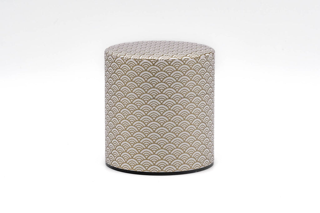Gold White Seigaiha Washi Tea Canister - 100g