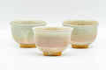 Japanese Teacups - Set of 3 Tiny Spiraling Hagi-yaki Guinomi - 35ml