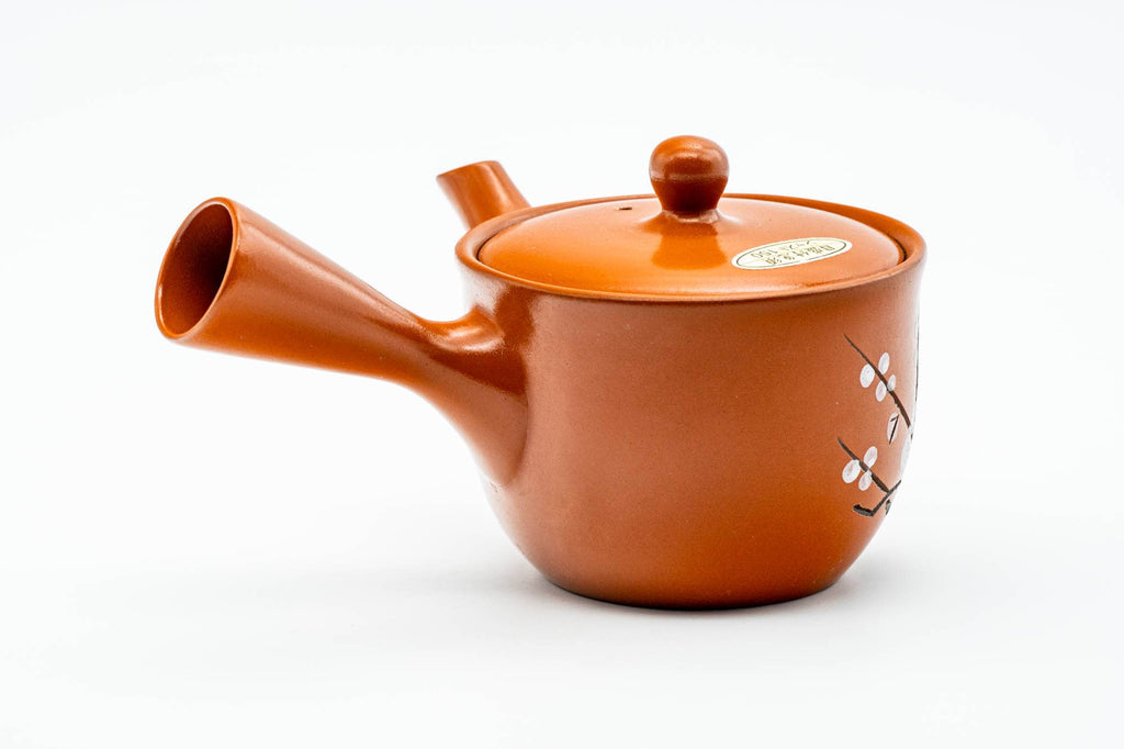 Japanese Kyusu - Plum Blossom Engraved Tokoname-yaki Mesh Teapot - 260ml