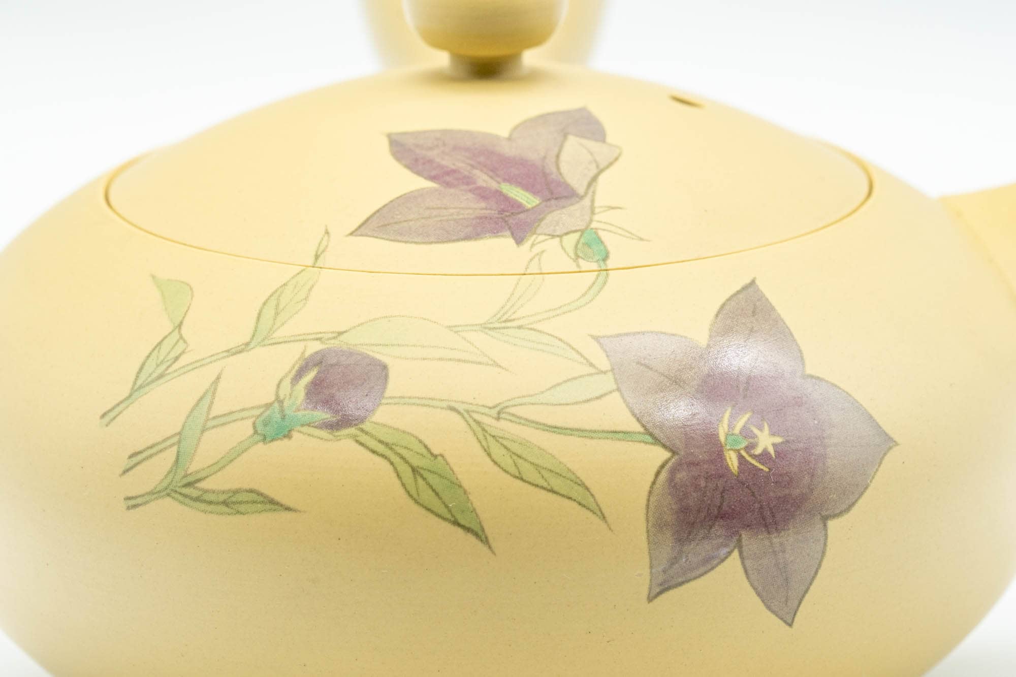 Japanese Kyusu - Purple Floral Kikyo Tokoname-yaki Ceramic Teapot - 250ml