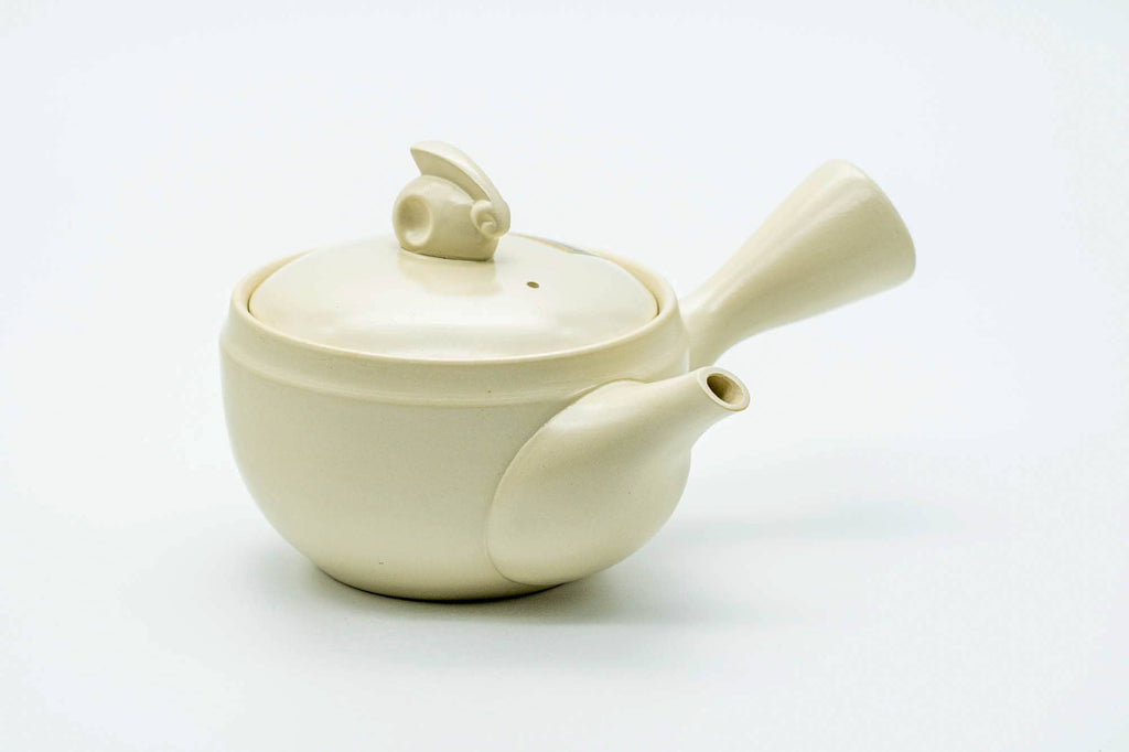 Japanese Kyusu - White Bunny Rabbit Tokoname-yaki Mesh Teapot - 250ml