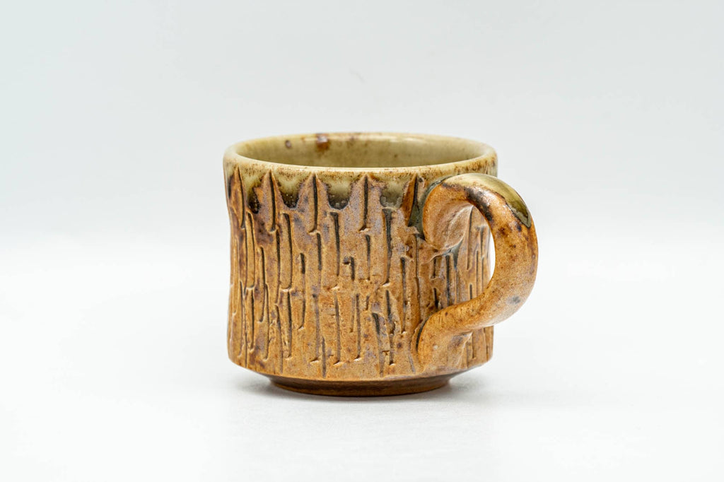 Japanese Teacup - Orange Green Drip-Glazed Ushirode Yunomi - 70ml