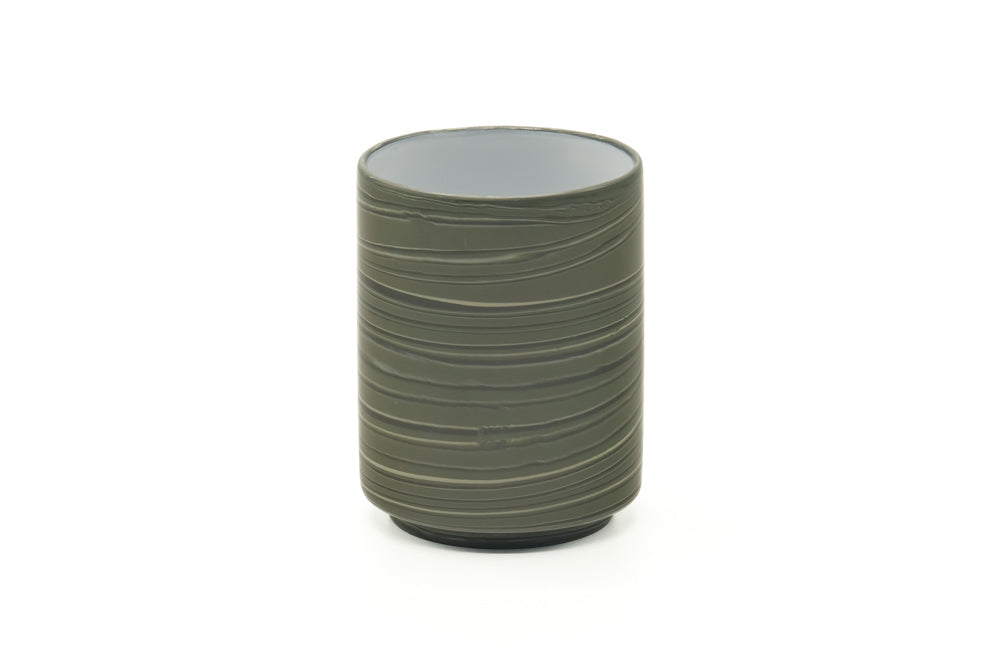 Japanese Teacup - Green Nerikomi White Inner Glazed Yunomi - 300ml